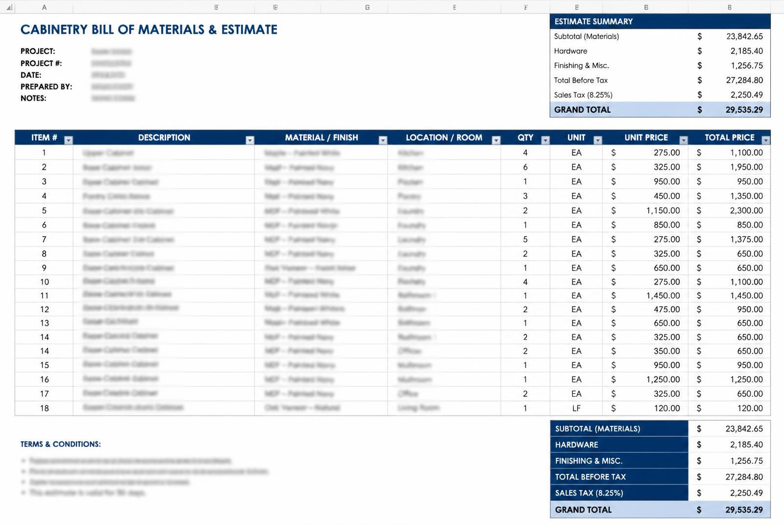 Estimating & BOM Systems